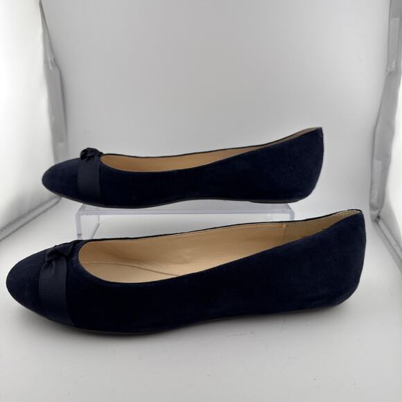 Nine West Benna Navy Blue Suede Leather Flats Ballet Slip on Pumps Size 7.5‎ NWB - Picture 2 of 8